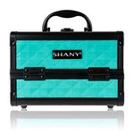 SHANY Mini Makeup Train Case Cosmetics Organizer with Mirror, Turquoise, 2.75 Pound