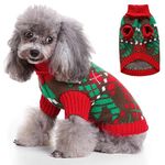 Qpets® Winter Clothes for Dog Knitted Crocheting Sweater for Small Dogs Print Sweater Christmas Suit for Small Dogs Christmas Sweater for Dogs Gift for Dogs (Red, Size: XXL)