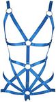 Women's Full Body Harness Bra cage Punk Gothic Garter Belt Lingerie Set Festival Rave Adjustable Photography Dance Apparel, Royal Blue, One size