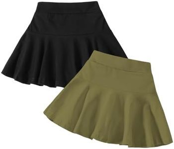 Neutocd Toddler Little Girls Skirts Skorts Elastic Flared Plain Pleated Tennis Skater Skirts for Girls Kids Built in Shorts
