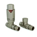 Thermostatic Radiator Valves Set - Realm Straight TRV Satin Brushed Nickel 15mm