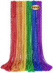 24 PCS Rainbow Beads Necklaces, 33" Round Pride Beaded Bulk, LGBT Colorful Plastic Bead Necklaces, 6 Colors Pride Month Parade Throw Accessories Stuff for Gay Lesbian Party Supplies Decorations
