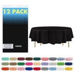 ZIMPLEWARE Premium Black Plastic Table Cloth Disposable (12 Pack) Round Tablecloth (84in) Party Table Cloths Disposable, Perfect Table Cloth Round Cover for Any Table Up to 6 Feet