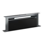 Klarstein Verosteel Downdraft Extractor Hood - 90 cm, A++ Energy, 906.2 m³/h Airflow, Touch Control, LED, Black Glass & Aluminum, Dishwasher-Safe Filter, Kitchen Hood