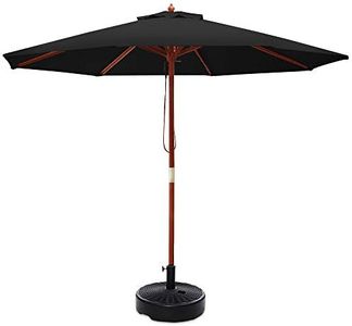 Instahut Outdoor Umbrella Pole Umbrellas 2.7M W/Base Garden Stand Deck Black