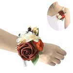 Lookein Set of 6 Bridesmaid Corsage for Wedding Flowers Shoulder Corsages Bridesmaid Wedding Gift Corsage Wristlet for Prom for Wedding Ceremony, Amber