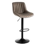 Youhauchair Bar Stool, Swivel Counter Height Barstools with Back, Adjustable PU Leather Bar Stool, Modern Kitchen Breakfast Bar Stools, Brown