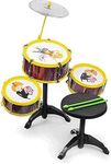 Prime Drum Set for Kids Musical Toy Set with 3 Drums, 1 Cymbal, Drumsticks and 1 Stool Learning Toy Music Instrument for Boys and Girls for 2-5 Year Kids (Drum Set)