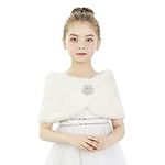 YJZQ Girls Faux Fur Bolero Wrap Shawl Shrug Dress Princess Cape Coat Flower Girls Long Sleeve Jacket Cape for Party Wedding