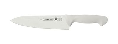 TRAMONTINA Premium 8-Inch Chef’s Knife | AISI 420 Stainless Steel | Heat-Treated Blade | Ergonomic White | Polypropylene Handle | Durable, Dishwasher Safe Kitchen Knife