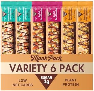 Munk Pack Keto Snack Bars, Variety Pack - Healthy Low Carb Nut Bar with 5g Protein, 1g Sugar with Allulose - Gluten Free & Low Glycemic - 6 Count