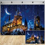 Msocio 7x5ft Durable Fabric Halloween Castle Background Photography Night Moon Background for Kids Birthday Party Banner Decoration Portrait Photography Studio Booth Props