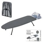 ZOES HOMEWARE Metal Mesh Panel Tabletop Ironing Board | Foldable Iron Board | Heavy Duty Small Iron Board with Heat Resistant Cover and 100% Cotton 8mm Thicken Pad | 31.5"x11.8"x6.2"