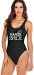 Elightvap Bride to Be Squad Women One Piece Swimsuits Letter Print Swimwear High Cut Monokini Bridesmaid Team Bathing Suits