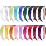 SIQUK 18 Pieces Satin Headbands 1 Inch Wide Non-slip Headband Colourful DIY Headbands for Women and girls, 18 Colours