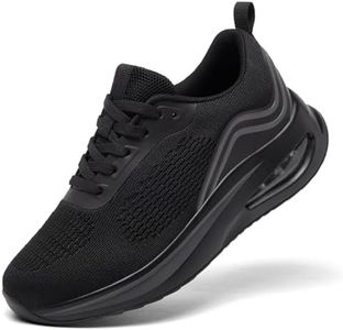 Trainers for Women Black Running Shoes Ladies Arch Support Memory Foam Plantar Fasciitis Orthopedic Shoes Air Cushion Comfort Breathable Non Slip Gym Sneakers All Black UK 5