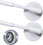 Heavy Duty Magnetic Curtain Rods for Metal Door (16-28" Pack 2 White) Magnetic Cafe Curtain Rod with Strong Magnet & Suction-Cup (Patent Pending)