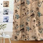 H.VERSAILTEX Blackout Curtains for Bedroom/Living Room Thermal Insulated Printed Curtain Drapes 84 Inches Long Energy Efficient Room Darkening Curtains Pair (2 Panels), Vintage Floral Brown & Blue