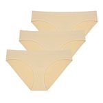 New Balance Women's Ultra Comfort Performance Seamless Bikini Underwear (3 Pack), Nude/Nude/Nude, Large