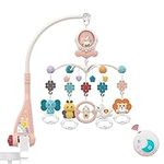 Eners Baby Musical Crib Mobile with Night Lights and Rotation, Rattles, Remote Control,Comfort Toys for Newborn Infant Boys Girls Toddles (Red)