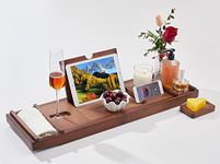 Headley Tools Bathtub Tray, Bamboo Bathtub Caddy with Expandable Handles Wine Glass Phone Holder Book Stand for Bathroom Luxury Bathtub Accessories Unique Gift Idea (Brown)