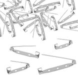 50 Pcs Brooch Pins, 4-Size Pack of Safety Pins, Silver Bar Pins, Secure Back Clasp with Back Bar Fastener, Pin Badge Backs with Holes (50)