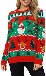 VENTELAN Women's Christmas Sweater Funny Christmas Tree Ugly Pullover Snowflake Long Sleeve Sweater Shirt, Snowman Color Stripes, Small