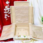 Trendifly silk Royal Traditional Jewellery Organiser bag | Travel Makeup Cosmetic Jewelry Storage organizer box for Bridal women Earrings Bracelet Necklace (cream)