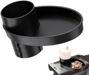 Walquicks Car Seat Snack Tray, Portable Cup Holder Plate, Toddler Car Seat Cup Holder Food Tray with Expandable Base, Cup Holder Tray for Car Seats, 360° Rotatable Car Seat Tray for Kids Travel black