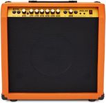 LyxPro 60 Watt Electric Guitar Amplifier, Combo Solid State Studio & Stage Amp with 10” 4-Ohm Speaker, Custom EQ Controls, Drive, Delay, ¼” Passive/Active/Mic Inputs, Aux In & Headphone Jack-Mahogany