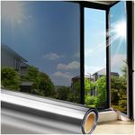 Coavas Window Films for Privacy One Way Window Film, Reflective Mirror Window Film for Sun Blocking, UV Heat Control No Glue Static Cling Window Tint for Home 17.5x78.7in, 44.5x200cm, Silver Silver
