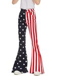 Odefou Bell Bottom Jeans for Women High Waisted Stretch American Flag Flare Jeans Denim Bootcut Pants, Red, 2