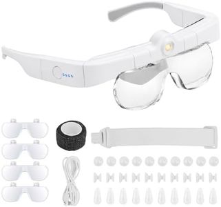 Magnifying Glass with Light, 1.5X-5.0X Magnifying Glasses, Hands Free Magnifier Headset with Light for Close Work Jewelry Crafts Hobby