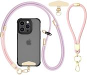 ZANZER Universal Phone Lanyard Crossbody Phone Strap and Wrist Strap Set, Adjustable Neck Strap Metal Buckle Cell Phone Cord Strap Compatible with Most Mobile Phone (pale purple)