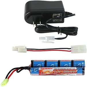 Tenergy RC Battery Charger and 9.6V NiMH 1600mAh Rechargeable Butterfly Battery Pack with Mini Tamiya Connector for AEGs