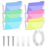 Threehoney 6 Pcs Clear Single Pocket Wall Mount File Holder Legal Size Plastic Office Wall Organizer with Double Sided and Screws Hanging File Organizer Mails Wall Folder Holder for Office and Home