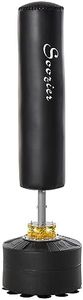Soozier Free Standing Punch Bag Boxing Stand, Height Adjustable, with Fillable Base, Absorption Springs, Suction Cups, for Home Gym Professional Workout