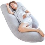 60in Pregnancy Pillow, U Shaped Full Body Maternity Pillow, Extra Large Sleeping Support Pillow with Removable Cover for Pregnant Women (Grey)