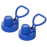 Prurex Spout Lid for Hydro Flask Wide Mouth Water Bottles Replacement Lid for 12,16,18,22,32,40,64oz Sports Water Bottles (Blue 2Pack)