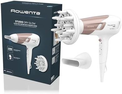 Rowenta Studio Dry Glow Haartrockner, 2100 Watt, Föhn mit Diffusor für Locken, 3 Temperatur- und 2 Geschwindigkeitsstufen, Ionenfunktion, Kaltlufttaste, weiß/roségold, CV5830