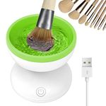 Electric Makeup Brush Cleaner Newest Design, Luxiv Wash Makeup Brush Cleaner Machine Fit for All Size Brushes Automatic Spinner Machine, Makeup Brush Beauty Blender Cleaner (White+Green)