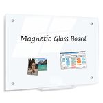 AMUSIGHT Magnetic Glass Board, 45x60 cm Wall-Mounting Glass Whiteboard for Notice, Dry Erase Board, Ultra White