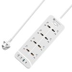Portronics Power Plate 23 Extension Board with 20W Type-C PD Charging, 8 Universal Sockets, 3 USB Ports, 3 Meter Long Cord, 2500 Watts, Multi Plug for Home Appliances & Office (White)
