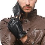 Nappaglo Men's Genuine Touchscreen Nappa Leather Gloves Driving Winter Warm Mittens (M (Palm Girth:8"-8.5"), Black (Touchscreen))