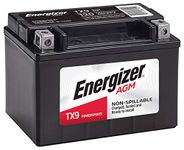 Energizer TX9 AGM Motorcycle and ATV 12V Battery, 120 Cold Cranking Amps and 8 Ahr, Replaces: YTX9-BS and others, Black, 150mmx87mmx105mm, Black