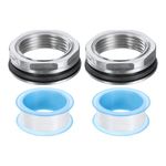 sourcing map 2Pcs Bulkhead Fitting 1" Female 304 Stainless Steel Water Tank Connector Water Tank Adapter Thru-Bulk Pipe Fitting with Sealing Tape for Water Tank, Bathtub, and Sink