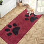 PURRUGS Dirt Trapper Door Mat 32" x 70", Non-Skid/Slip Machine Washable Microfiber Entryway Rug, Dog Door Mat, Super Absorbent Welcome Mat for Muddy Wet Shoes and Paws, Burgundy Red