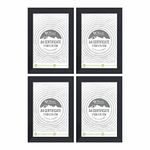 (Set of 4) - A4 Black Photo Frame Glass Front A4 Size Picture Frames Certificate Wood Effect Posters Portrait Landscape Wall Mountable Modern Picture Hang Hook Frame Display For Home Office Wall Decor