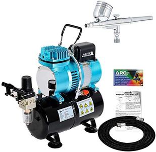 Master Airbrush Cool Runner II Dual Fan Air Storage Tank Compressor System Kit with a G22 Gravity Feed Airbrush Set with 0.3 mm Tip - Hose, Holder, How-To Guide - Hobby, Auto, Cake, Tattoo, Body Art