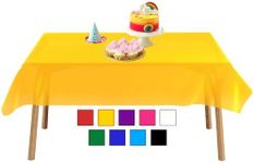 4 Pack Yellow Plastic Table Cloth Party Table Covers, 54 in x 108 in Tablecloth for Tables Indoor or Outdoor Parties Birthdays Weddings Christmas